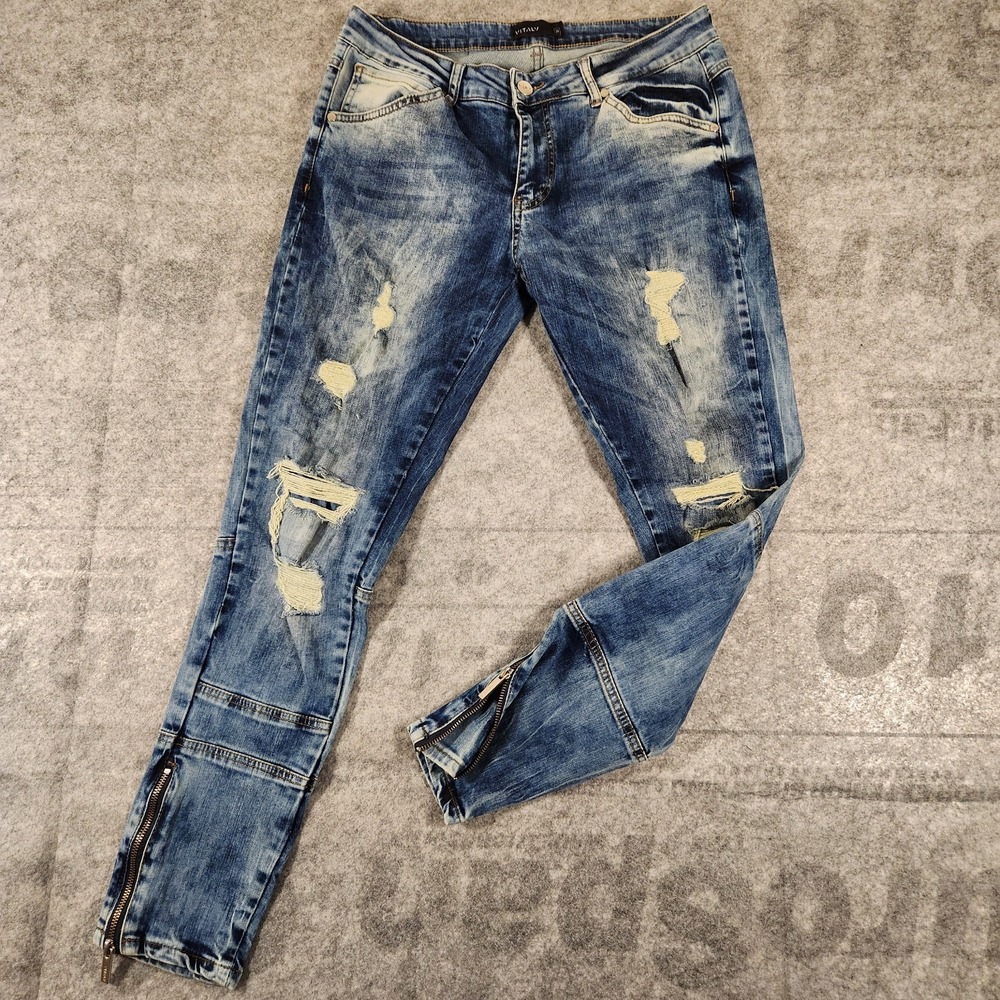 Vitaly jeans Men's size 31x29 Blue Distressed tears‎ zippers